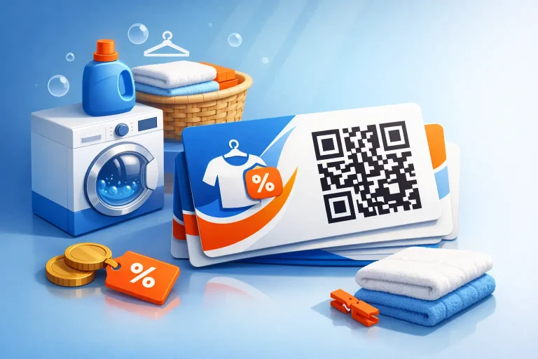 Stampa cartoncini QR code sconto per lavanderie