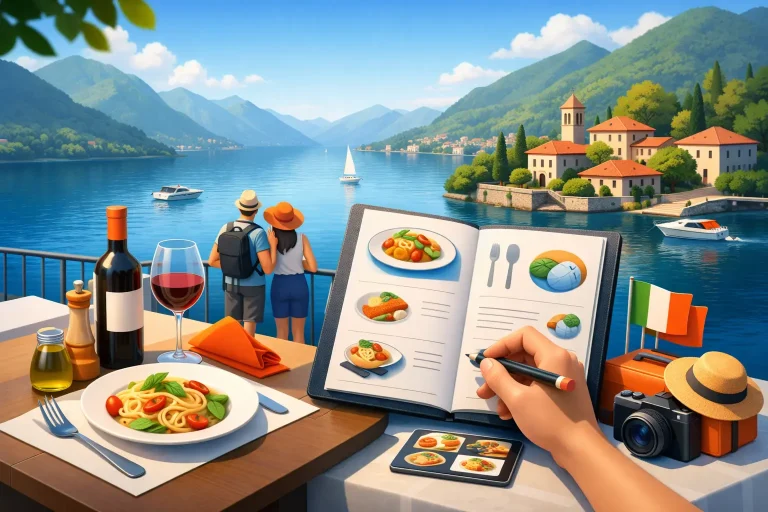 Stampa menu Lago di Como per stranieri